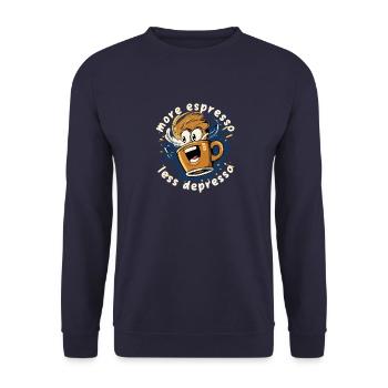 more espresso less depresso - Unisex Sweatshirt - navy - Front - Alina (178cm) & Michal (187cm)