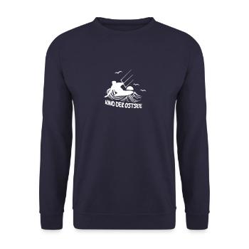 Kitesurfer Kind Ostsee Kiten Silhouette Meer - Unisex Pullover - Navy - Vorne - Alina (178cm) & Michal (187cm)