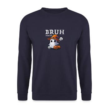 Halloween bruh ghost boo skull pumpkin - Unisex Pullover - Navy - Vorne - Alina (178cm) & Michal (187cm)