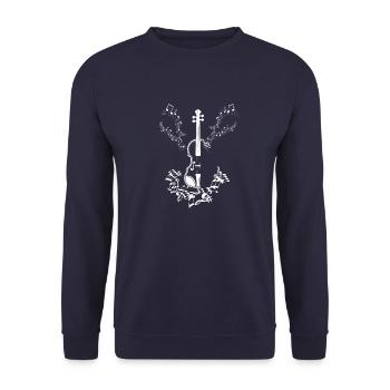 Musiknoten Musik Musiker Notenschlüssel Noten - Unisex Pullover - Navy - Vorne - Alina (178cm) & Michal (187cm)