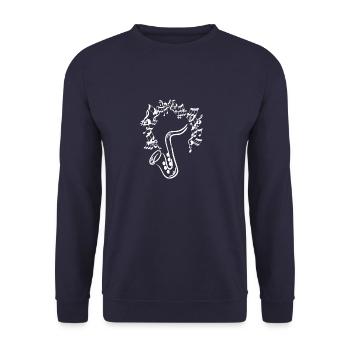 Musiknoten Musik Musiker Notenschlüssel Noten - Unisex Pullover - Navy - Vorne - Alina (178cm) & Michal (187cm)