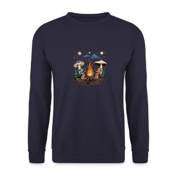 Hippie Magic Mushrooms Psilocybin Psychedelic Trip - Unisex Pullover - Navy - Vorne - Alina (178cm) & Michal (187cm)