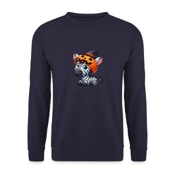 Cute Halloween Zebra Pumpkin Cartoon - Unisex Sweatshirt - navy - Front - Alina (178cm) & Michal (187cm)