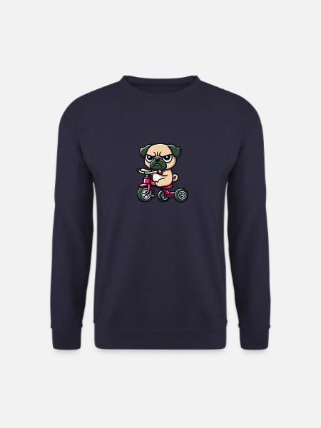 Lustiger Mops auf Dreirad - Unisex Pullover - Navy