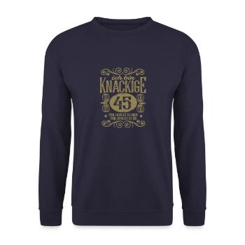 Knackige 45 Geburtstag witzig - Unisex Pullover - Navy - Vorne - Alina (178cm) & Michal (187cm)