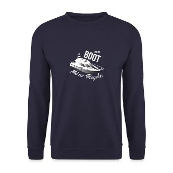 Mein Boot meine Regeln Motorboot - Unisex Pullover - Navy - Vorne - Alina (178cm) & Michal (187cm)