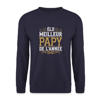 Élu meilleur papy de l'année - Sweat-shirt Unisexe - marine - Devant - Alina (178cm) & Michal (187cm)