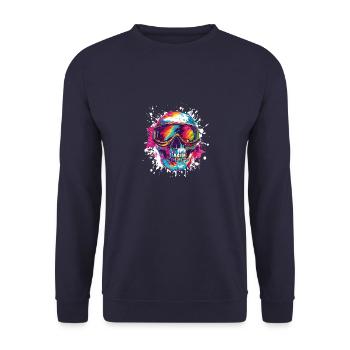 Ski Ski Goggles Skull - Unisex Sweatshirt - navy - Front - Alina (178cm) & Michal (187cm)