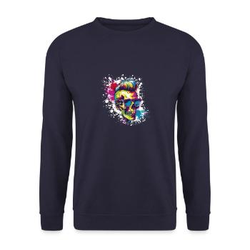 Punker Totenkopf Party - Unisex Pullover - Navy - Vorne - Alina (178cm) & Michal (187cm)
