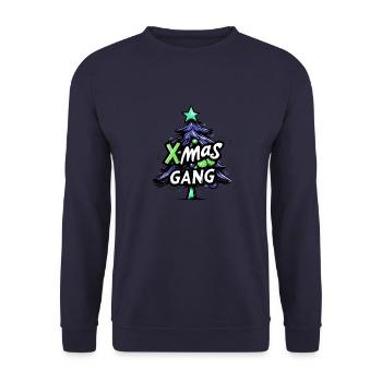 X-Mas Gang Weihnachten Team - Unisex Pullover - Navy - Vorne - Alina (178cm) & Michal (187cm)
