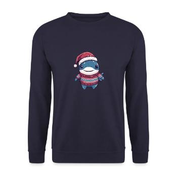 Hai Weihnachten Comic - Unisex Pullover - Navy - Vorne - Alina (178cm) & Michal (187cm)
