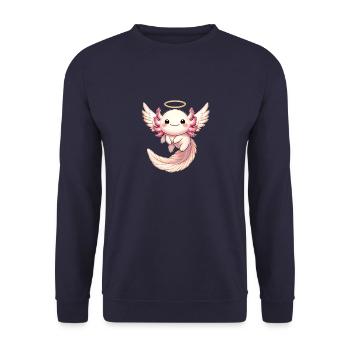 Axolotl Ange Volant avec Joy Halo - Sweat-shirt Unisexe - marine - Devant - Alina (178cm) & Michal (187cm)