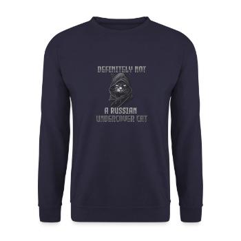 Definitiv keine russische Undercover-Katze - Unisex Pullover - Navy - Vorne - Alina (178cm) & Michal (187cm)