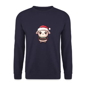 Bande dessinée de Noël mouton - Sweat-shirt Unisexe - marine - Devant - Alina (178cm) & Michal (187cm)