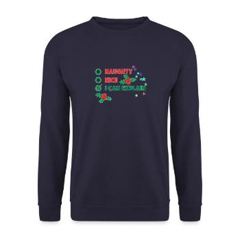 Christmas design naughty I can explain it - Unisex Sweatshirt - navy - Front - Alina (178cm) & Michal (187cm)