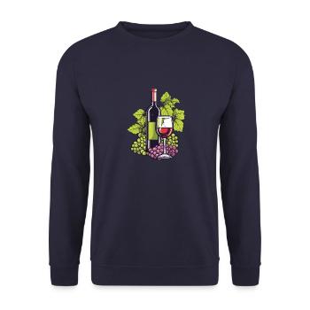 wine glass wine grapes wine - Unisex Sweatshirt - navy - Front - Alina (178cm) & Michal (187cm)