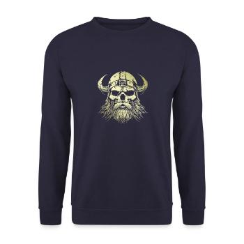 Wikinger Totenkopf Valhalla Gold - Unisex Pullover - Navy - Vorne - Alina (178cm) & Michal (187cm)
