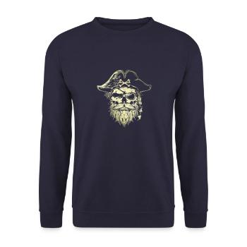 Pirat Totenkopf Gold - Unisex Pullover - Navy - Vorne - Alina (178cm) & Michal (187cm)