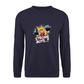 STRONG BOYS - Unisex Sweatshirt - navy - Front - Alina (178cm) & Michal (187cm)