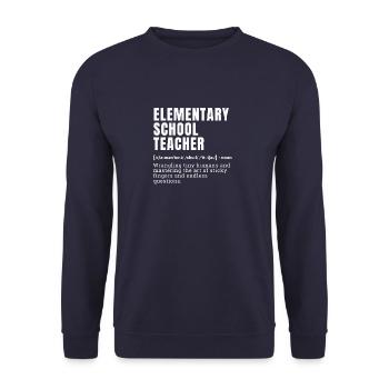 Funny Elementary School Teacher Definition Humor - Unisex Pullover - Navy - Vorne - Alina (178cm) & Michal (187cm)