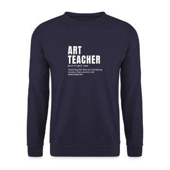 Funny Art Teacher Dictionary Style Definition Humo - Unisex Pullover - Navy - Vorne - Alina (178cm) & Michal (187cm)