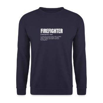 Funny Firefighter Definition and Funny Saying Occu - Unisex Pullover - Navy - Vorne - Alina (178cm) & Michal (187cm)