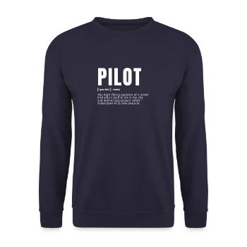 Funny Pilot Dictionary Definition Occupation Occup - Unisex Sweatshirt - navy - Front - Alina (178cm) & Michal (187cm)