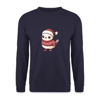 Taube Vogel Weihnachten Comic - Unisex Pullover - Navy - Vorne - Alina (178cm) & Michal (187cm)