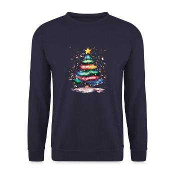 Christmas Tree Festive Holiday Design With Colorful - Unisex Sweatshirt - navy - Front - Alina (178cm) & Michal (187cm)