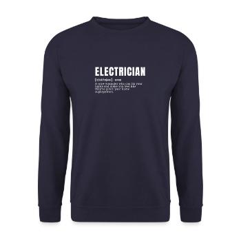 Funny Electrician Dictionary Definition Lights Occ - Unisex Sweatshirt - navy - Front - Alina (178cm) & Michal (187cm)