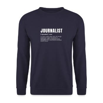 Funny Journalist Dictionary Definition Graphic Occ - Unisex Sweatshirt - navy - Front - Alina (178cm) & Michal (187cm)