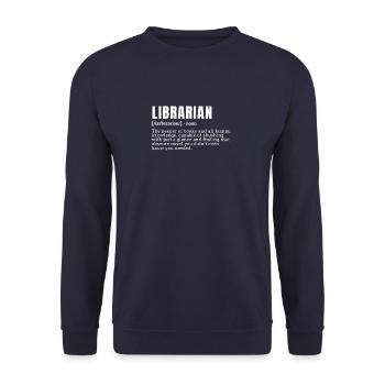 Drôle Bibliothécaire Définition Humour Profession - Sweat-shirt Unisexe - marine - Devant - Alina (178cm) & Michal (187cm)