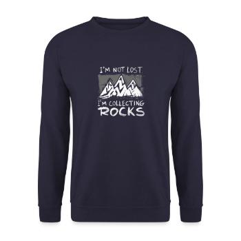 Not lost – only on the hunt for stones - Unisex Sweatshirt - navy - Front - Alina (178cm) & Michal (187cm)