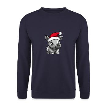 Rhinocéros Noël mignon - Sweat-shirt Unisexe - marine - Devant - Alina (178cm) & Michal (187cm)
