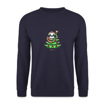Funny Sloth Christmas Fir Whimsical - Unisex Sweatshirt - navy - Front - Alina (178cm) & Michal (187cm)