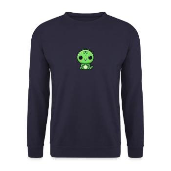 Süßer Chibi T-Rex Dino Cartoon - Unisex Pullover - Navy - Vorne - Alina (178cm) & Michal (187cm)
