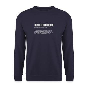 Humorous Definition Registered Nurse T-Shirts - Unisex Sweatshirt - navy - Front - Alina (178cm) & Michal (187cm)