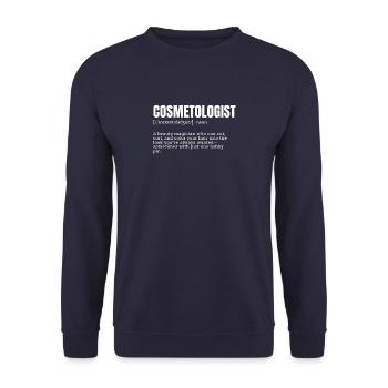 T-shirts magicien de beauté COSMÉTOLOGUE - Sweat-shirt Unisexe - marine - Devant - Alina (178cm) & Michal (187cm)
