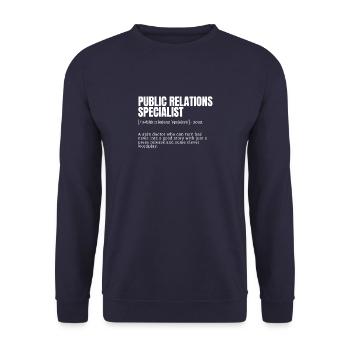 Spécialiste des relations publiques Définition Dictionnaire - Sweat-shirt Unisexe - marine - Devant - Alina (178cm) & Michal (187cm)