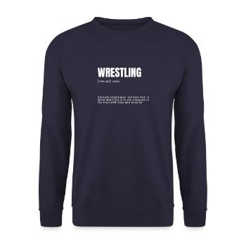 Wrestling Funny Definition Indoor Hobbies Definiti - Unisex Pullover - Navy - Vorne - Alina (178cm) & Michal (187cm)