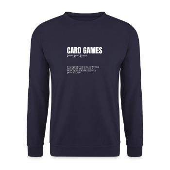 Funny Definition for Indoor Hobbies Dictionary Car - Unisex Sweatshirt - navy - Front - Alina (178cm) & Michal (187cm)