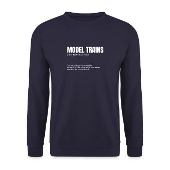 Définition amusante pour les trains miniatures Loisirs d’intérieur - Sweat-shirt Unisexe - marine - Devant - Alina (178cm) & Michal (187cm)