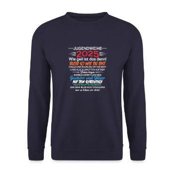 Jugendweihe 2025 jugendliche - Unisex Pullover - Navy - Vorne - Alina (178cm) & Michal (187cm)