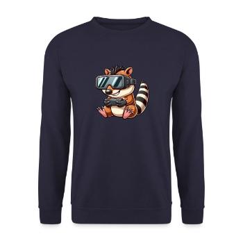 Hyäne VR Gamer Virtual Reality Zocker - Unisex Pullover - Navy - Vorne - Alina (178cm) & Michal (187cm)