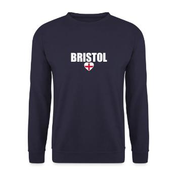 Bristol England Englische Flagge Engländer - Unisex Pullover - Navy - Vorne - Alina (178cm) & Michal (187cm)