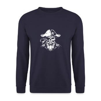 Pirate Skull - Unisex Sweatshirt - navy - Front - Alina (178cm) & Michal (187cm)
