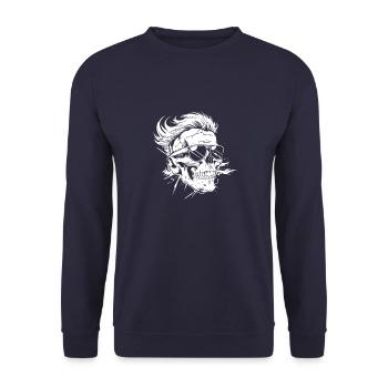 Punker Totenkopf Party - Unisex Pullover - Navy - Vorne - Alina (178cm) & Michal (187cm)