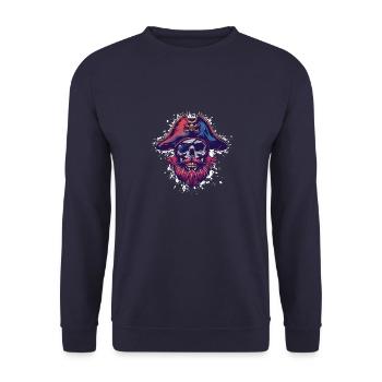Pirate Skull Captain - Unisex Sweatshirt - navy - Front - Alina (178cm) & Michal (187cm)