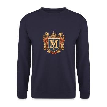 M Buchstabe Logo Krone - Unisex Pullover - Navy - Vorne - Alina (178cm) & Michal (187cm)