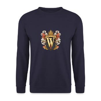 W Buchstabe Logo Krone - Unisex Pullover - Navy - Vorne - Alina (178cm) & Michal (187cm)